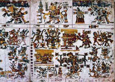 Detail from a Facsimile Copy of a Page of the Codex Borgia Showing the Ceremony of the New Fire by Unknown